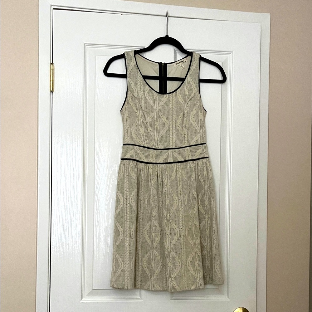 Monteau Cream Mini Dress with Black Trim